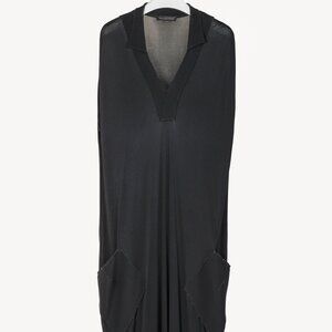 Marie Saint Pierre Black Crepe-Jersey Polo Midi Dress
